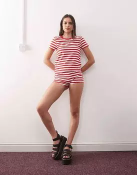 COLLUSION микрошорты средней посадки в красную полоску