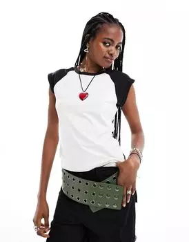 COLLUSION – облегающая фигура футболка черно-белого цвета с контрастными рукавами реглан