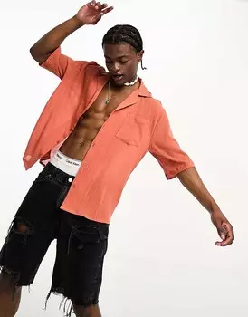 COLLUSION – Пляжная рубашка ржаво-красного цвета с жатой структурой