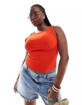 COLLUSION Plus – Прозрачная красная майка с вырезом лодочкой