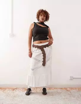 COLLUSION Plus вышитая макси-пляжная юбка белого цвета