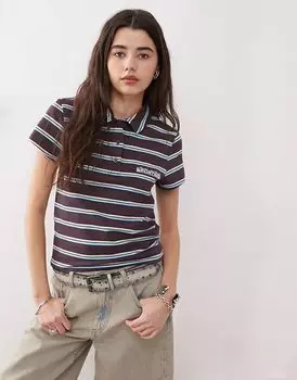 COLLUSION поло в полоску коричневого цвета