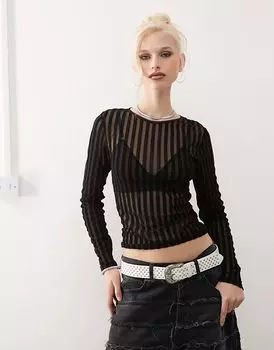 COLLUSION прозрачный полосатый топ с открытой спиной