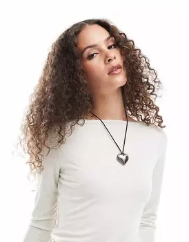 COLLUSION - Прозрачный топ с длинными рукавами, серый