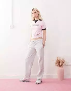 COLLUSION прямые серые меланжевые джоггеры