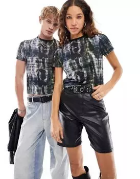 COLLUSION Разноцветная футболка узкого кроя унисекс с деформированным узором