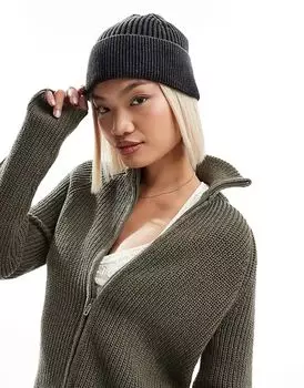 COLLUSION ребристая шапка-бини черного цвета