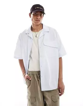 COLLUSION – Рубашка из поплина с короткими рукавами синего цвета, воротником с лацканами и объемным кроем