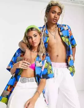 COLLUSION Рубашка унисекс из хлопка с фотографическим принтом