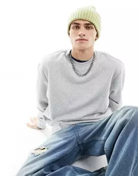 COLLUSION - Серая меланжевая толстовка с логотипом