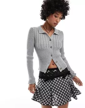 COLLUSION – Серый вязаный топ на пуговицах