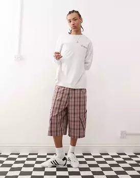 COLLUSION - Широкие удлиненные шорты в розовую клетку