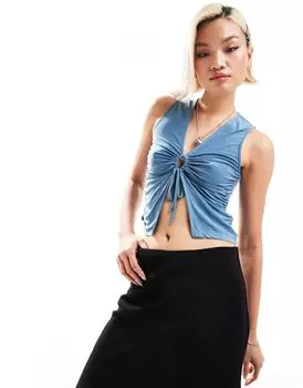 COLLUSION – Синий топ без рукавов с завязкой спереди