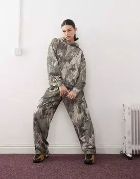 COLLUSION свободная толстовка с капюшоном в зеленом камуфляже