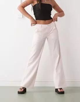 COLLUSION Свободные брюки в стиле 90-х с низкой посадкой и льном розового цвета - LPINK