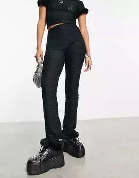 COLLUSION текстурированный клеш с меховой отделкой черного цвета