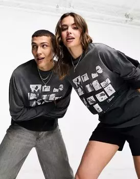 COLLUSION Толстовка унисекс с длинными рукавами и фотопринтом