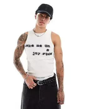 COLLUSION Топ Muscle rib цвета экрю с принтом joyride