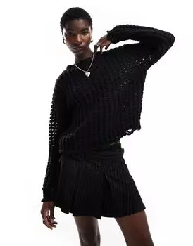 COLLUSION – Тяжелый свитер оверсайз черного цвета с перфорацией