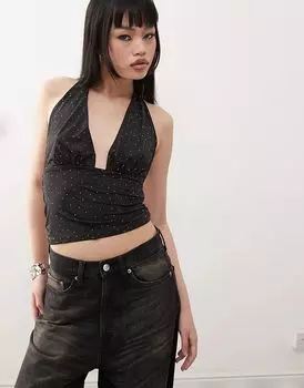 COLLUSION удлиненный облегающий топ с заклепками