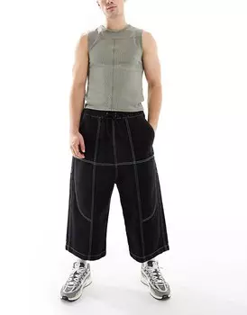 COLLUSION – укороченные джинсы-скейтеры черного цвета с контрастной строчкой