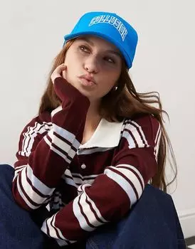 COLLUSION Унисекс кепка с вышивкой и принтом синего цвета