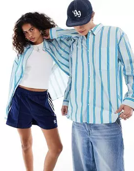 COLLUSION Унисекс – рубашка оверсайз из поплина с длинными рукавами в синюю полоску