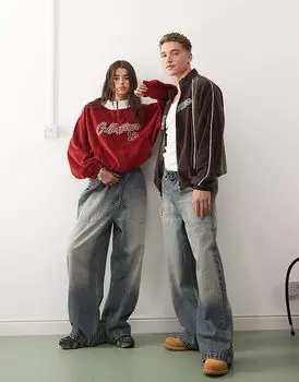 COLLUSION унисекс спортивные джинсы в цвете stonewash - STONE