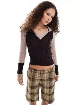 COLLUSION – Вязаный топ коричневого цвета с воротником