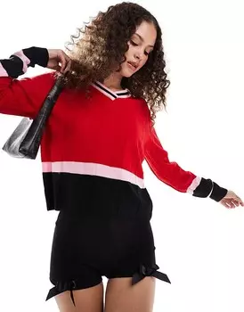 COLLUSION – вязаный топ с V-образным вырезом красного цвета