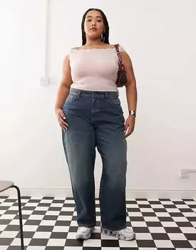 COLLUSION X001 Plus джинсы антифит в грязном цвете - MBLUE