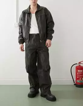 COLLUSION X002 мешковатые джинсы с покрытием черного цвета - ЧЕРНЫЙ