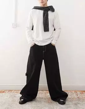 COLLUSION X002 мешковатые джинсы с принтом скейтера черного цвета - МУЛЬТИ