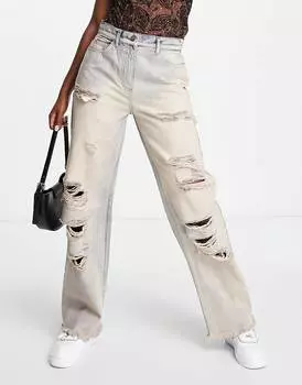 COLLUSION x014 Y2K экстремальные мешковатые джинсы с прорехами в розовом оттенке