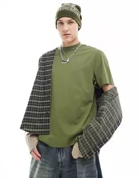 COLLUSION – Зеленая футболка свободного кроя с логотипом