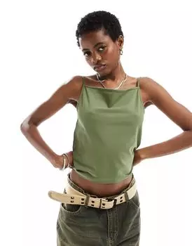 COLLUSION – Зеленая майка с прямым вырезом