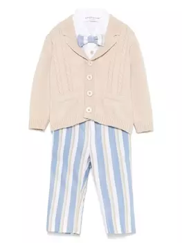 Colorichiari комплект из рубашки и кардигана в полоску, нейтральный цвет