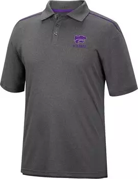 Colosseum Мужская серая футболка-поло Kansas State Wildcats