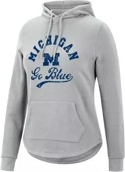Colosseum Женский серый пуловер с капюшоном Michigan Wolverines