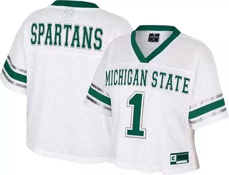 Colosseum Женское белое укороченное джерси Michigan State Spartans