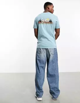 Columbia — Talbert Ridge — синяя футболка с принтом на спине — только на ASOS
