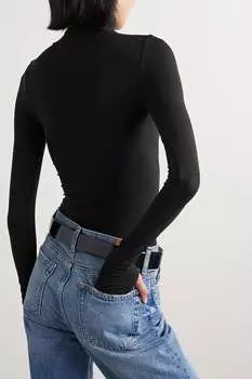 COMMANDO Боди-стринги из стрейч-джерси с высоким воротником, черный