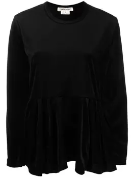 Comme Des Garons flared-hem velvet-effect T-shirt, черный