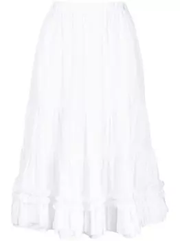 Comme Des Garons Girl ярусная юбка миди, белый