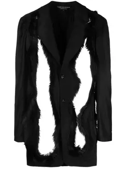Comme des Garons Homme Plus faux fur-embellished single-breasted blazer, черный