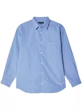 Comme des Garons Homme полосатая рубашка с логотипом, синий