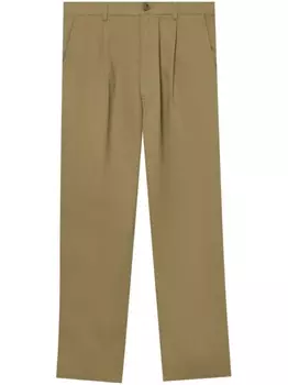 Comme des Garons Homme прямые брюки со складками, коричневый