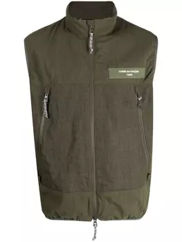 Comme des Garons Homme жилет на молнии с нашивкой-логотипом, зеленый