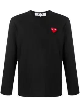 Comme Des Garons Play футболка с длинными рукавами и нашивкой, черный