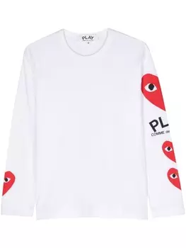 Comme Des Garons Play футболка с длинными рукавами и принтом, белый